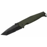 Battenfeld Knives Schrade Beta Class Melee folding knife with green handle and black blade