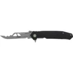 Battenfeld Knives Schrade Stryche Enrage 6 black folding knife with blade extended, side view
