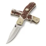 Battenfeld Knives Uncle Henry Next Gen 7UH, open folding knife with silver blade and brown handle
