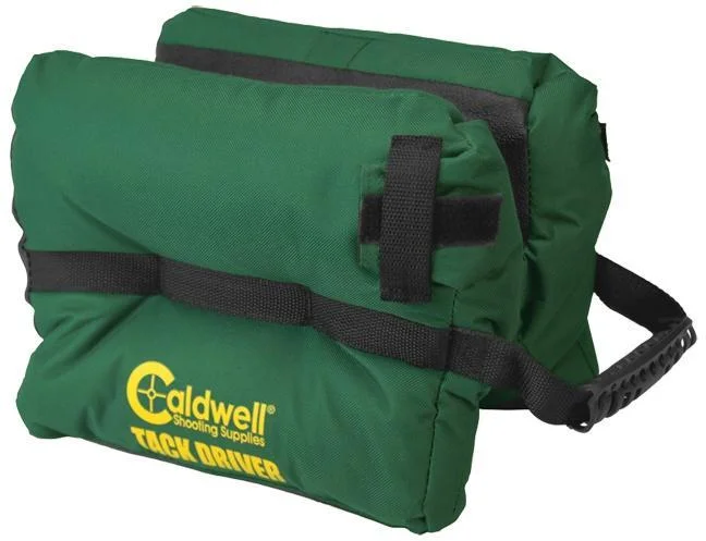 primary-36167 AOB Caldwell Tack Driver, green unfilled shooting bag with black straps and carry handle