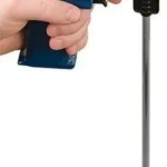 Frankford Arsenal Vibra Prime, blue handheld tool with clear primer tray and long metal tube