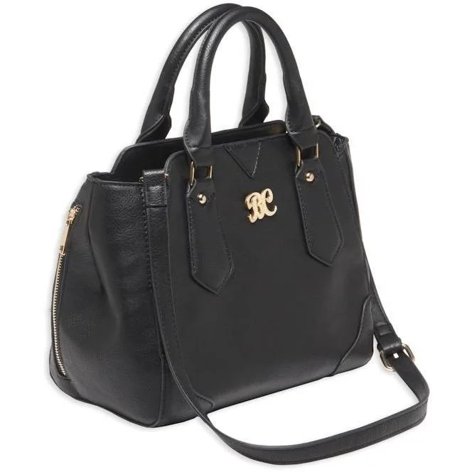 primary-36274 Bulldog Satchel Style Conceal Carry Purse, black satchel with dual handles, gold hardware and strap