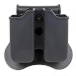 Bulldog Cases Polymer mag holder, black dual magazine holder with paddle, front view