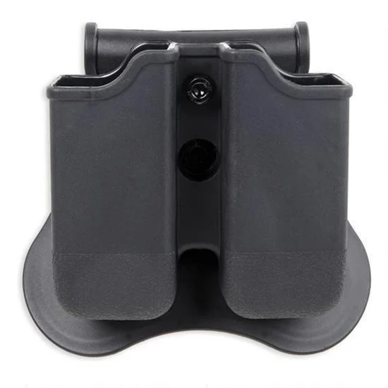 primary-36279 Bulldog Cases Polymer mag holder, black dual magazine holder with paddle, front view