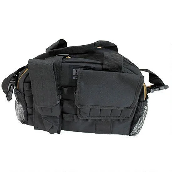 primary-36291 Bulldog Tactical Pistol Range Bag, black front view with carry handles and MOLLE pouches