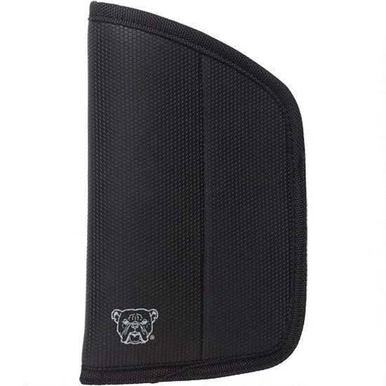 Bulldog Super Grip IWB Holster Small, black fabric holster in side view with bulldog logo
