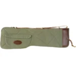 Bulldog Classic Canvas Series Take Down Shotgun Case green, side view with pocket and brown trim