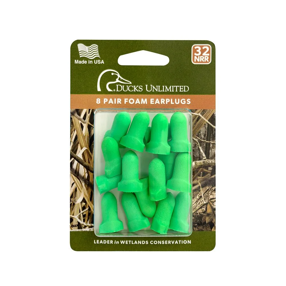 primary-36398 Radians Inc. Ducks Unlimited Foam Earplugs, green earplugs in retail blister pack
