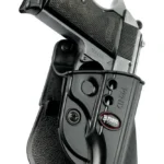 Fobus Standard Paddle Holster for Walther PPK, black right-side holster holding a pistol