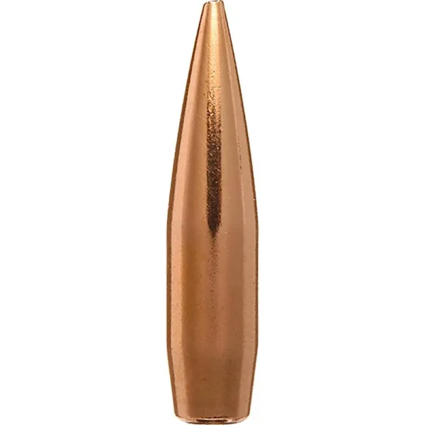 Berger Match Grade Hunting Bullets VLD Hunter, copper-colored pointed bullet, side view
