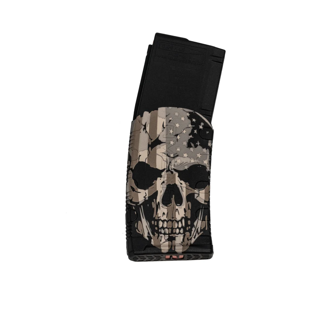 primary-36648 Black Rain Ordnance Skull with Flag AR Magazine, black magazine with skull flag graphic