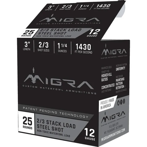 Migra Ammunitions LLC Migra Waterfowl Steel Shot Shot Shells 12 ga 3" 1-1/4 oz #2#3 1430 fps 25/ct