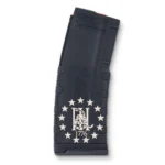 Black Rain Ordnance 3 Percent 1776 Rifle Magazine, black with white stars and 1776 graphic