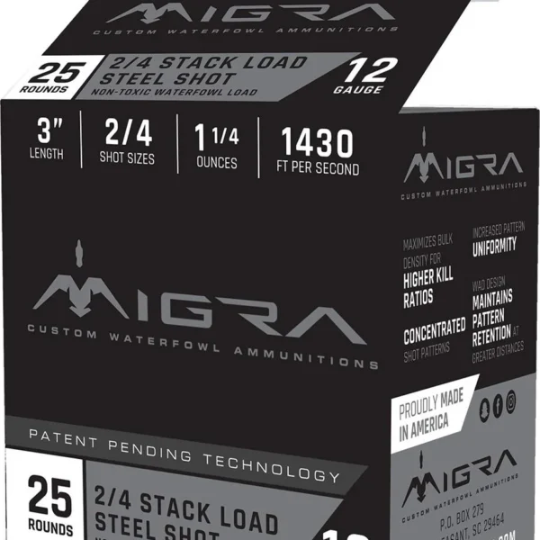 Migra Ammunitions LLC Migra Waterfowl Steel Shot Shotshell 12 ga 3" 1-1/4 oz 1430 fps #2 4 25/ct