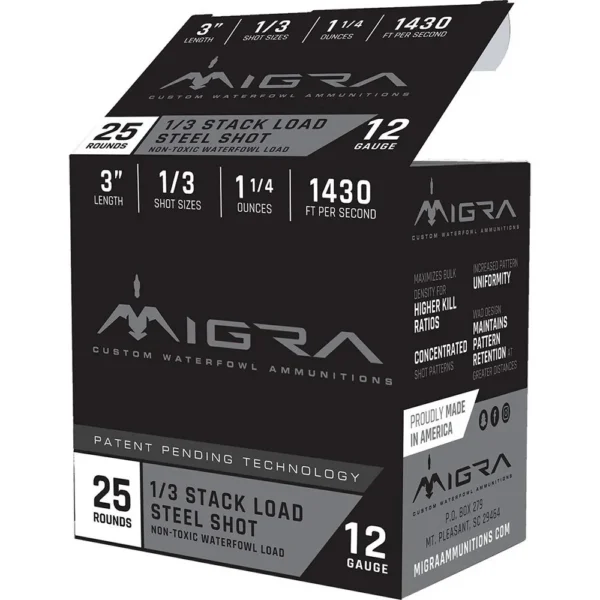 Migra Ammunitions LLC Migra Waterfowl Steel Shot Shotshells 12 ga 3" 1-1/4 oz 1430 fps #1/#3 25/ct