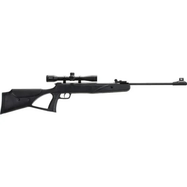 BLS Supply DIANA Two-Sixty Air Gun Rifle, side view in black with scope and thumbhole stock