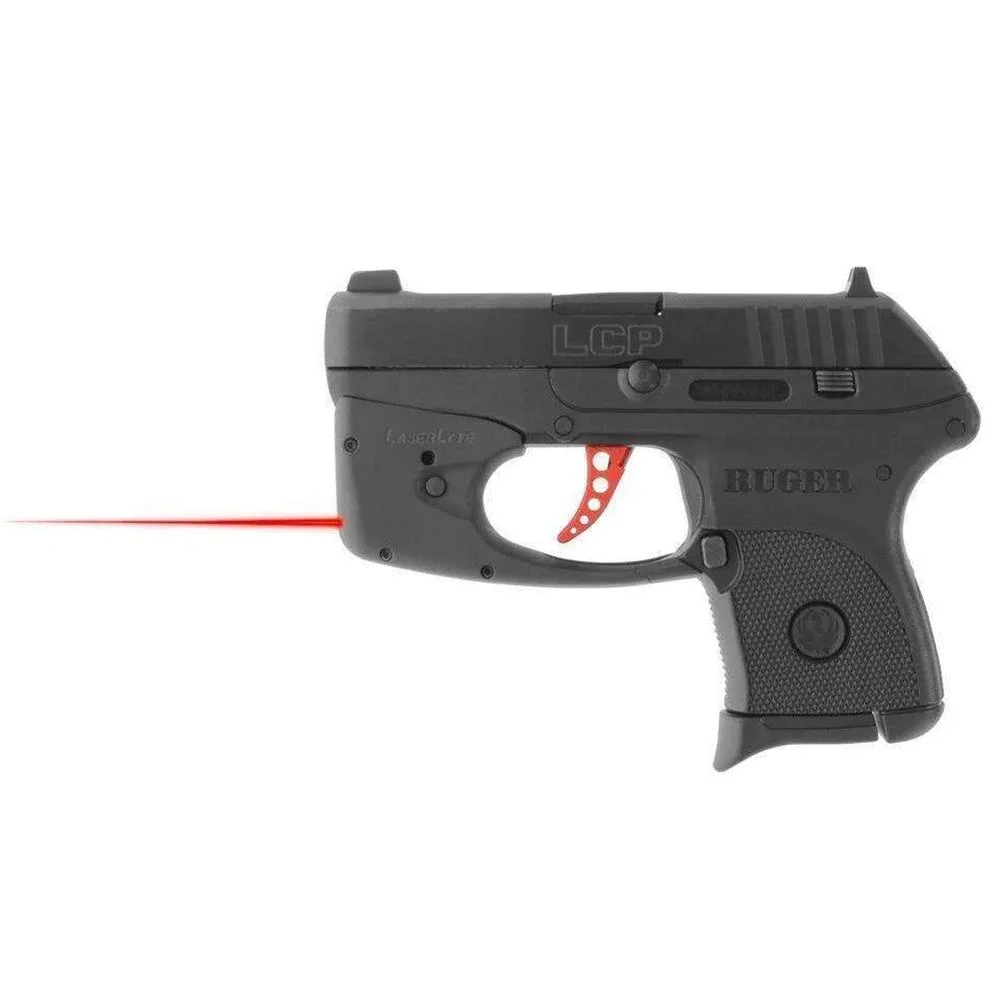 primary-36768 Laserlyte UTA-UYL Laser Sight Trainer, black, side view mounted on a pistol with red laser