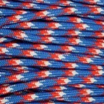 E.L. Wood Braiding Co. Inc. Mero 550 Paracord close-up in red, white and blue camo