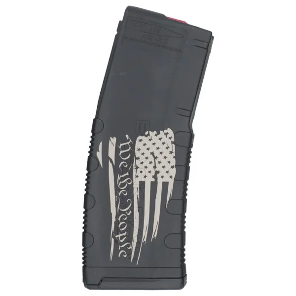 Black Rain Ordnance We The People Tattered Flag Rifle Magazine, black right-side view