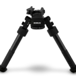 Konus Bipod for Hunting / Tactical, black front view with two extended angled legs