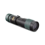 Konus Konusmall-3 Zoom Monocular, black angled view with green textured adjustment rings