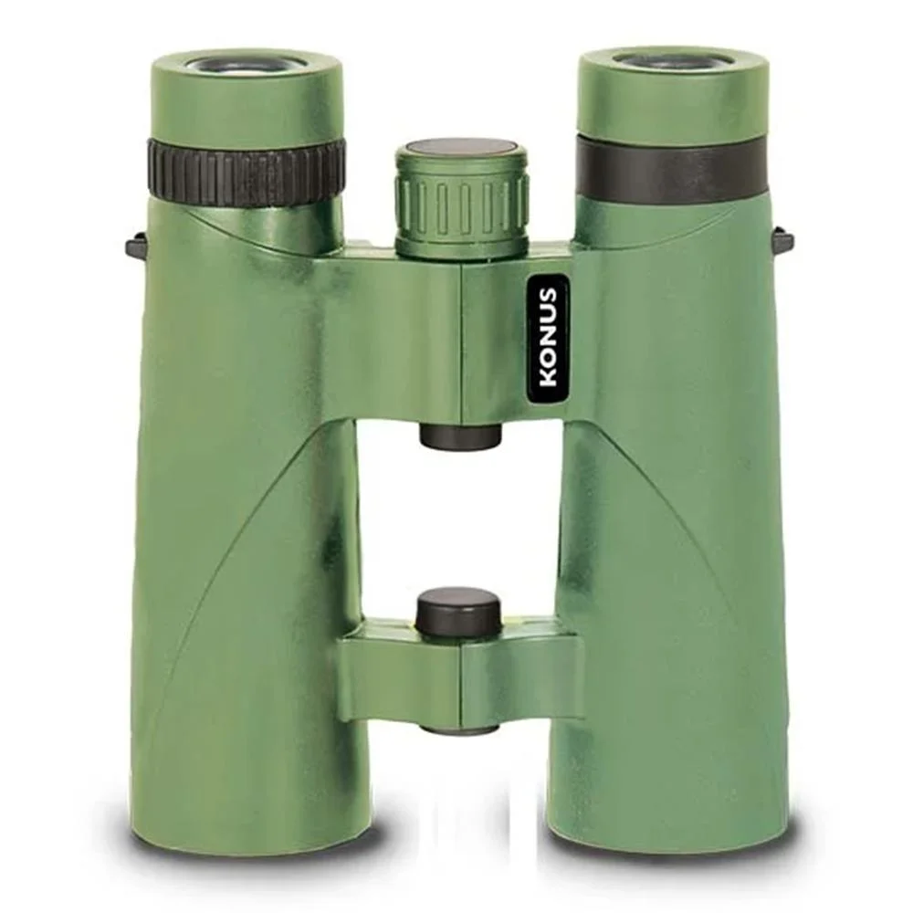 primary-36877 Konus Orient Binoculars green binoculars with black focus wheel, front view