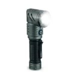 Konus KonusLight-2K Flashlight, black upright view with rotating head illuminated