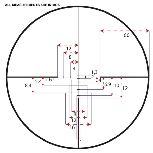KonusPro Muzzleloading Scope circular engraved ballistic reticle view with measurement markings