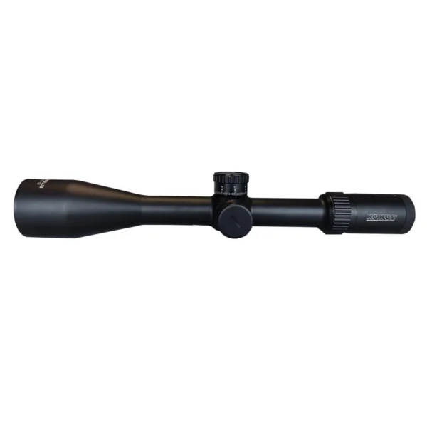 Konus Eternity Zoom rifle scope, black side view with large objective and adjustment turrets
