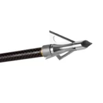 Rock Ridge Outdoors Dead Ringer Hyper Strike Fixed Blade Broadhead, side view on carbon arrow shaft