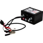 Do All Outdoors Smart Shot, black control box with connected cables and battery clamps