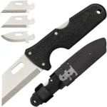 Cold Steel Click-N-Cut, black knife with satin blade, sheath and three exchangeable blades
