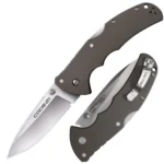 Cold Steel Code-4 Spear Point Lockback Knife, open and folded views with gray handle and satin blade