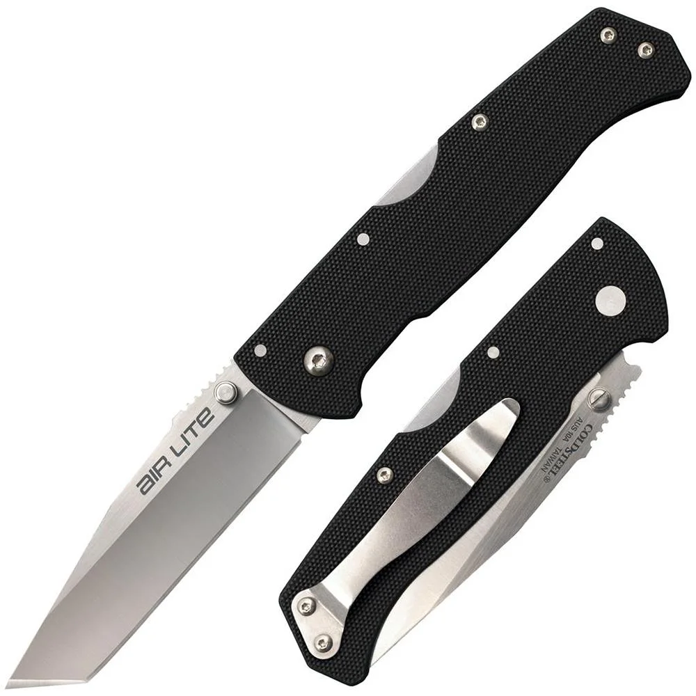 primary-37156 Cold Steel Air Lite Folding Knife 3-1/2 Tanto Blade Black