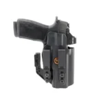 Henry Holsters Cipher black holster, front view with Sig handgun, dual clips and orange logo