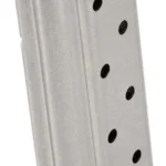 Springfield Armory 1911 Officer magazine, stainless steel side view with witness holes