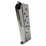 Springfield Armory 1911 Stainless Steel Magazine, angled side view with witness holes