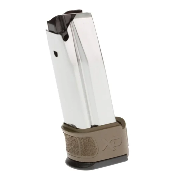 Springfield XD MOD.2 Compact Extended Magazine, silver body with FDE extended base