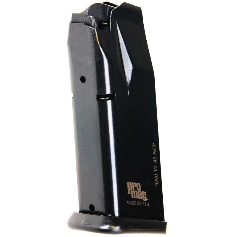 primary-37288 ProMag Taurus PT145 Magazine, black steel magazine shown upright at a slight angle