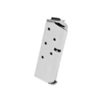 Springfield 911 Stainless Steel Magazine angled side view with silver body and black follower