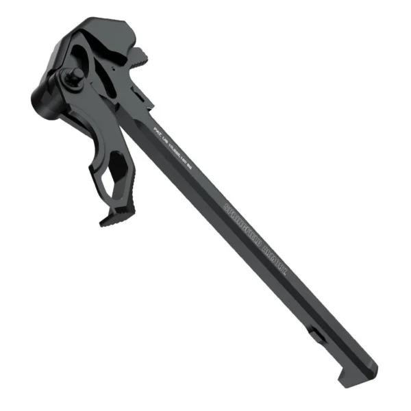 Springfield Armory LevAR Ratcheting Charging Handle, black angled view with extended latch