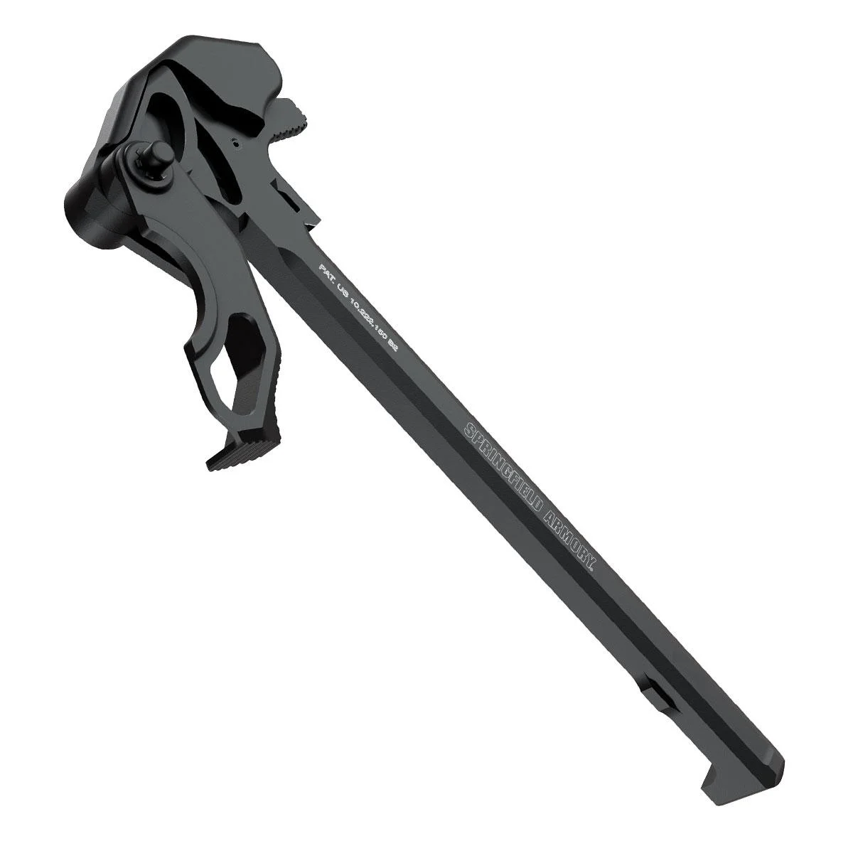 primary-37336 Springfield Armory LevAR Ratcheting Charging Handle, black angled view with extended latch