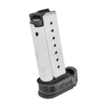Springfield XD-S MOD.2 Extended Magazine, silver angled view with black extended base