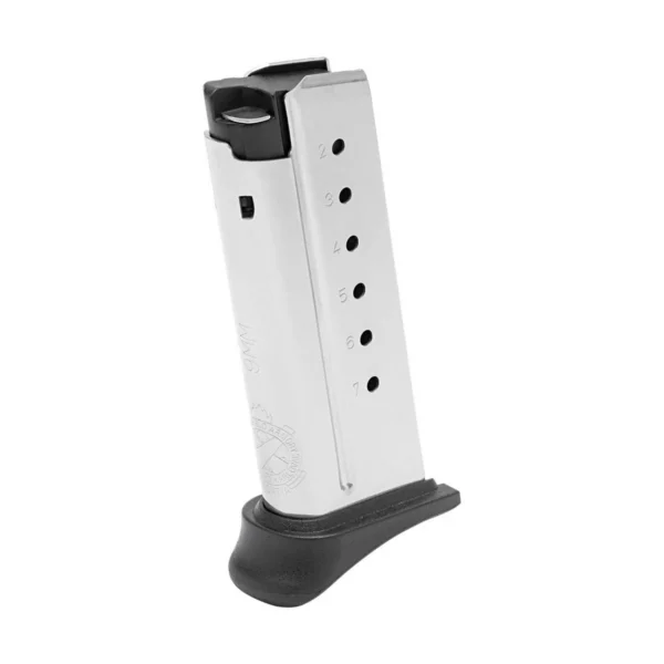 Springfield XD-S/XD-S MOD.2 Magazine with Pinky Extension, silver and black, angled side view
