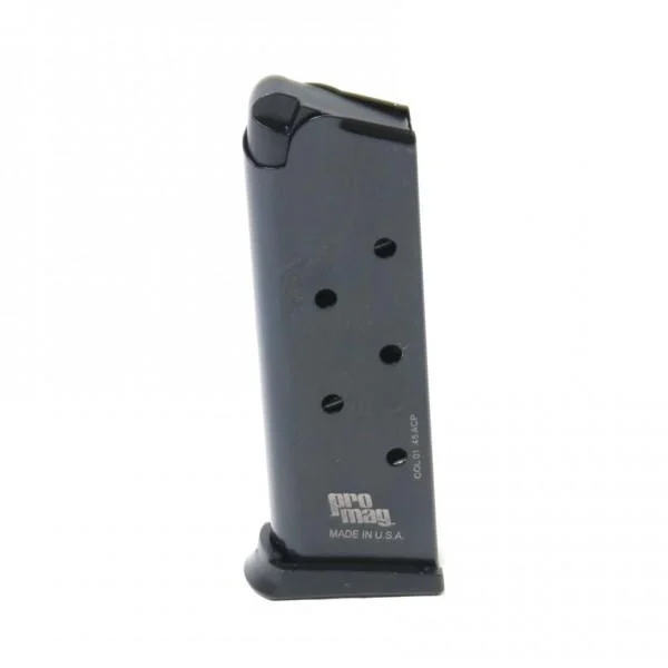 primary-37373 ProMag Steel Handgun Magazine Officers blued magazine in angled side view