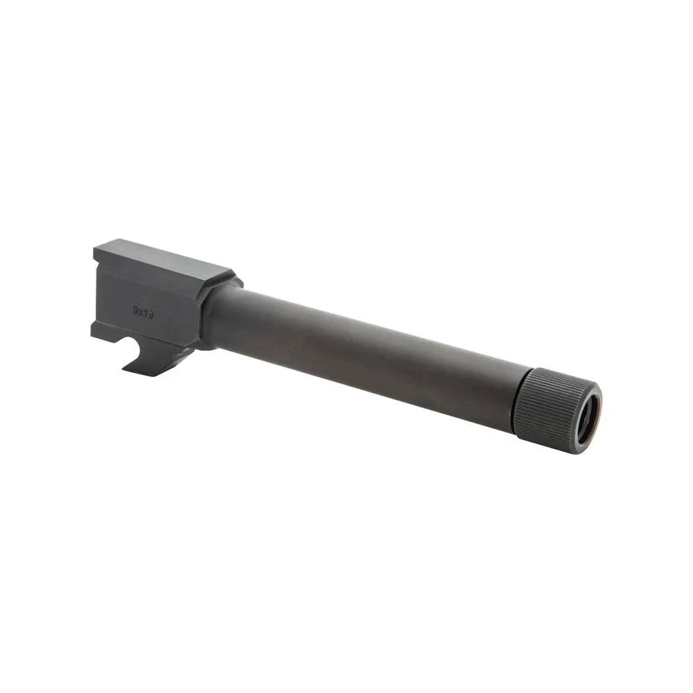 primary-37388 Springfield Armory Echelon handgun barrel, black, angled side view with threaded muzzle