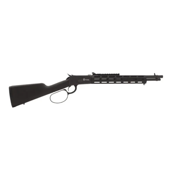 Legacy Sports International Citadel Levtac 92 Rifle, left-side view in black with railed fore-end