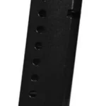 ProMag Kel-Tec P32 magazine, black steel angled side view with witness holes and base plate