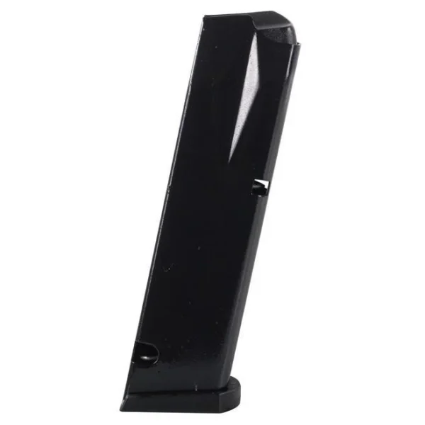 ProMag Taurus PT92 Magazine, black steel magazine in upright angled view with base plate