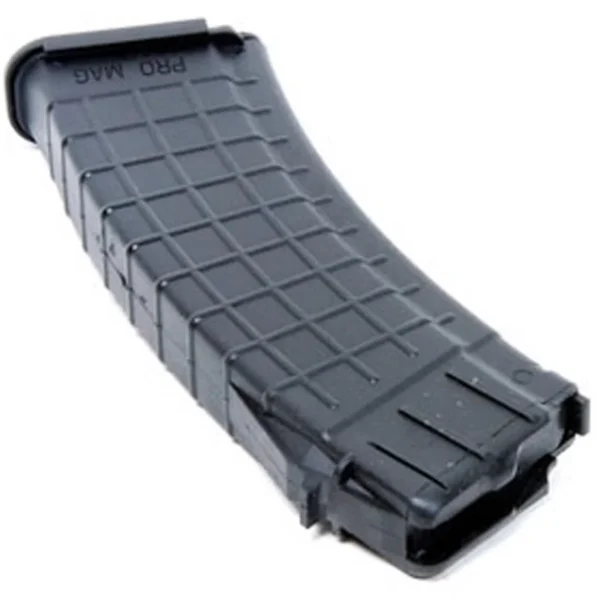 ProMag Saiga Magazine, black curved polymer magazine with textured grid pattern